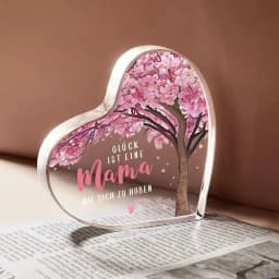 2D Heart Acrylic Mother's Day Gift Cherry Blossom & German Engraving Holiday & Photo Decor Collectible