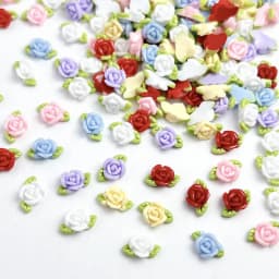 30Pcs Colorful Luminous Resin Rose Nail Art Decorations 3D Sweet Simulated Flowers Nail Charms for Making DIY Manicure Crafts