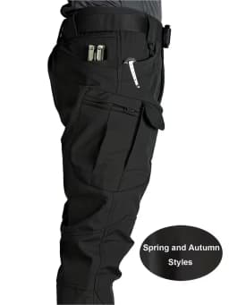 Men's Multi-Pocket Cargo Pants - Stretchy Breathable Fabric | Machine Washable Regular Fit Softshell Pants | Outdoor Casual Long