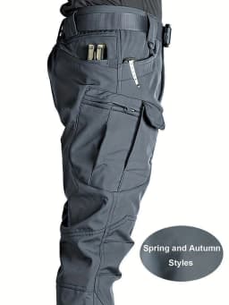 Men's Multi-Pocket Cargo Pants - Stretchy Breathable Fabric | Machine Washable Regular Fit Softshell Pants | Outdoor Casual Long