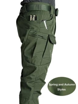 Men's Multi-Pocket Cargo Pants - Stretchy Breathable Fabric | Machine Washable Regular Fit Softshell Pants | Outdoor Casual Long