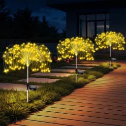 LED Garden Solar Lights Dandelion Outdoor Waterproof Courtyard Decor Firework Lights for Rd Pathway Patio Lawn