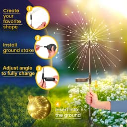 LED Garden Solar Lights Dandelion Outdoor Waterproof Courtyard Decor Firework Lights for Rd Pathway Patio Lawn