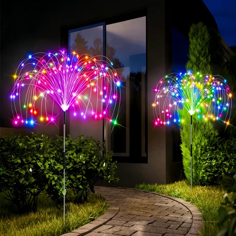 LED Garden Solar Lights Dandelion Outdoor Waterproof Courtyard Decor Firework Lights for Rd Pathway Patio Lawn