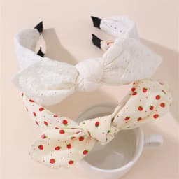2pcs/set Everyday Sweet Bunny Ear Headband – Minimalist Bow Design with Polka Dot Fabric for Effortless, Cute Style.