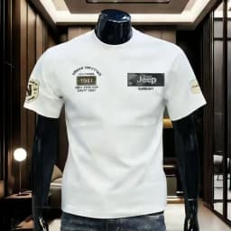 2026 New Series Jeep, Summer Pure Cotton High-Quality T-Shirt. Breathable and Comfortable, for Men's Casual Wear, Round-Neck Shi