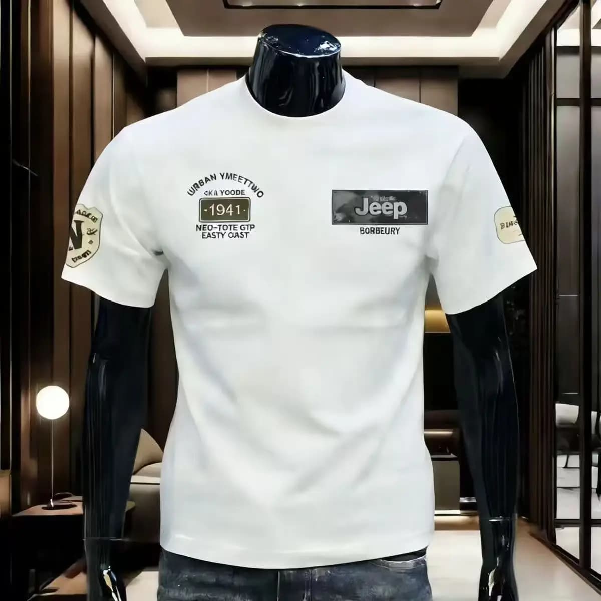 2026 New Series Jeep, Summer Pure Cotton High-Quality T-Shirt. Breathable and Comfortable, for Men's Casual Wear, Round-Neck Shi