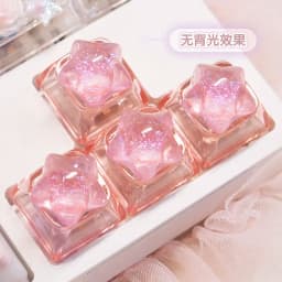 4pc Personalized Backlit Star Glitter Keycap Transparent Cute WASD Direction Key for Mechanical Keyboard Game Office Accessories