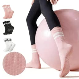 Women's Non-Slip Pilates Socks with Grips 1 Pair Yoga Socks for Barre Ballet Dance Anti-Skid Skid Resistant Grippy Socks