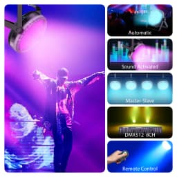 Leleght 2Pcs 200W RGBW 4-in-1 LED DJ Par Light DMX512 & Sound Activated Uplighting for DJ Disco Club Wedding Party Church Stage