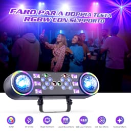 Leleght Dual-Head 7-in-1 RGBW LED Light Stand Kit with 3-Section Telescopic Tripod and Carry Bag DMX512 for Stage Party DJ