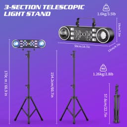 Leleght Dual-Head 7-in-1 RGBW LED Light Stand Kit with 3-Section Telescopic Tripod and Carry Bag DMX512 for Stage Party DJ