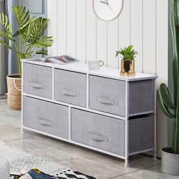 Chest of Drawers, Fabric Drawers Storage Unit with Wooden Top and Metal Frame, Cloth Storage Organizer for Bedroom Living Room