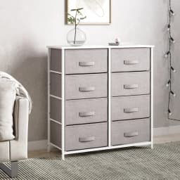 Chest of Drawers, Fabric Drawers Storage Unit with Wooden Top and Metal Frame, Cloth Storage Organizer for Bedroom Living Room