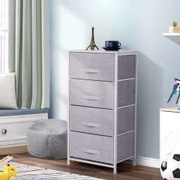 Chest of Drawers, Fabric Drawers Storage Unit with Wooden Top and Metal Frame, Cloth Storage Organizer for Bedroom Living Room