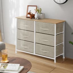 Chest of Drawers, Fabric Drawers Storage Unit with Wooden Top and Metal Frame, Cloth Storage Organizer for Bedroom Living Room
