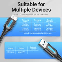 Vention Micro B Cable USB 3.0 2A to USB A Cable Data Transfer Fast Charger Cord for Hard Drive Samsung Micro B USB 3.0 Cable