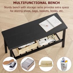 Modern Dining Room Table Set with Storage Racks Home Dining Table Set for 4 with Bench, Kitchen Table and Chairs Set