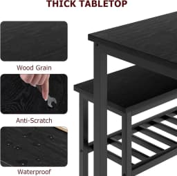 Modern Dining Room Table Set with Storage Racks Home Dining Table Set for 4 with Bench, Kitchen Table and Chairs Set
