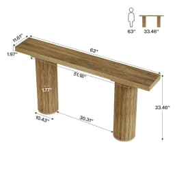Tribesigns 63-Inch Farmhouse Extra Long Console Table, Wooden Rectangular Foyer Sofa Table Behind The Couch, Entryway Table