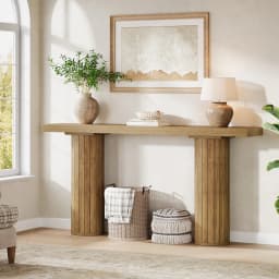 Tribesigns 63-Inch Farmhouse Extra Long Console Table, Wooden Rectangular Foyer Sofa Table Behind The Couch, Entryway Table