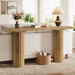 Tribesigns 63-Inch Farmhouse Extra Long Console Table, Wooden Rectangular Foyer Sofa Table Behind The Couch, Entryway Table