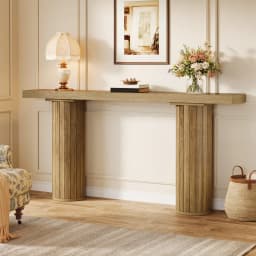 Tribesigns 63-Inch Farmhouse Extra Long Console Table, Wooden Rectangular Foyer Sofa Table Behind The Couch, Entryway Table
