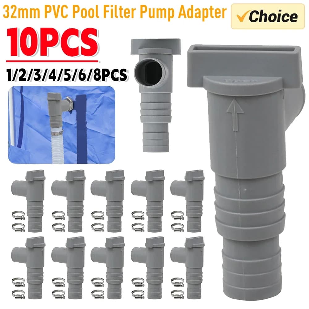 1-10set PVC Pool Filter Pump Adapter for 32mm Pipe Hoses Connector Part Pool On/Off Plunger Valve Leak Proof Replacement Outdoor