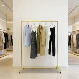 Gold Free Standing Coat Rack 100lbs Capacity Industrial Clothing Rack Heavy Duty Garment Rail with Wheels for Store Bedroom
