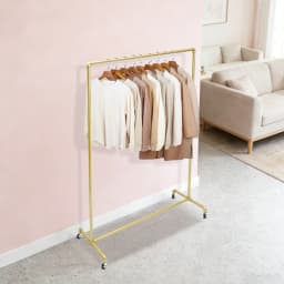 Gold Free Standing Coat Rack 100lbs Capacity Industrial Clothing Rack Heavy Duty Garment Rail with Wheels for Store Bedroom