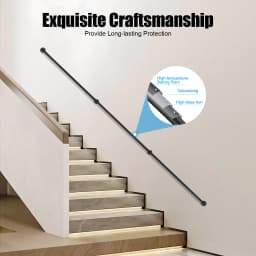 Safe Guardian Stair Handrails,Wall-mounted Galvanized Iron Pipe Metal Stair Railing,Rust and Heat Resistant,3.66m Total Length