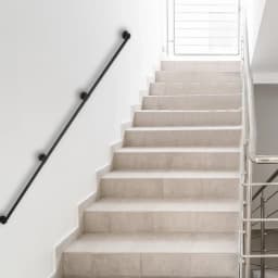 Safe Guardian Stair Handrails,Wall-mounted Galvanized Iron Pipe Metal Stair Railing,Rust and Heat Resistant,3.66m Total Length