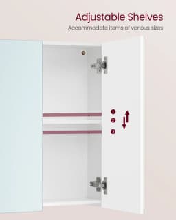 VASAGLE Wall Cabinet with Mirror, 3-Door Storage Unit, Bathroom Mirror Cabinet, 15 x 90 x 60 cm, with Adjustable Shelf