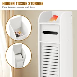 BRIEFNESS Bathroom Organizer Cabinet 3 Tier Tall Slim with Door Shelves, Waterproof Storage for Bathroom Kitchen, Space Saver