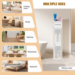 BRIEFNESS Bathroom Organizer Cabinet 3 Tier Tall Slim with Door Shelves, Waterproof Storage for Bathroom Kitchen, Space Saver