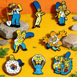 8 Pcs Q-Version Simpsons Cartoon Brooch Set Featuring Marge Homer J. Simpson Bart Enamel Pins for Backpack Jewelry Gifts