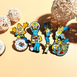 8 Pcs Q-Version Simpsons Cartoon Brooch Set Featuring Marge Homer J. Simpson Bart Enamel Pins for Backpack Jewelry Gifts