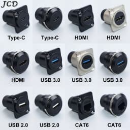 1Piece Type-C /USB 2.0 3.0 /RJ45 CAT6 /HDMI-Jack Socket Round/D Type Module Through Network Panel Mounting Electronic Connector