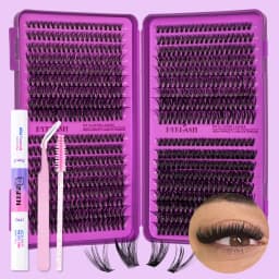 Lash Clusters Kit DIY Lash Extension Kit Large Capacity D Curl with Lash Bond And Seal And Eyelash Tweezers Makeup
