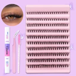 Lash Clusters Kit DIY Lash Extension Kit Large Capacity D Curl with Lash Bond And Seal And Eyelash Tweezers Makeup