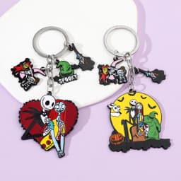 The Nightmare Before Christmas Keychain Sally Jack Skellington Halloween Keyrings Car Key Holder for Couple Gifts