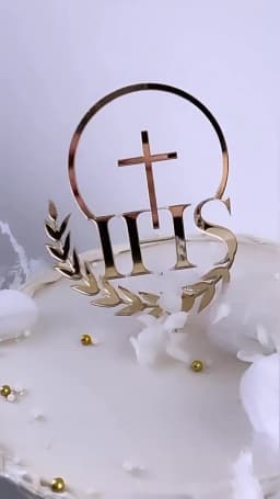 3pcs/6pcs Gold Acrylic Cross Cake Toppers Leaf Design Cake Picks for Baptism First Communion Party Decor Supplies