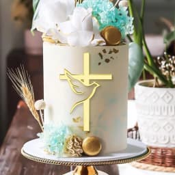3pcs/6pcs Gold Acrylic Cross Cake Toppers Leaf Design Cake Picks for Baptism First Communion Party Decor Supplies