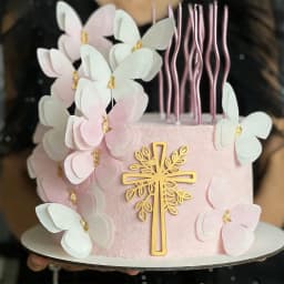 3pcs/6pcs Gold Acrylic Cross Cake Toppers Leaf Design Cake Picks for Baptism First Communion Party Decor Supplies
