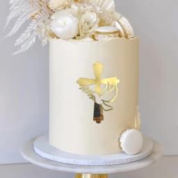 3pcs/6pcs Gold Acrylic Cross Cake Toppers Leaf Design Cake Picks for Baptism First Communion Party Decor Supplies