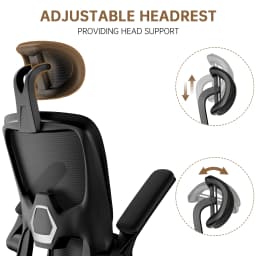 Ergonomic Office Chair with Lumbar Support, Home Office Desk Computer Chairs Adjustable Headrest and Flip-up Armrests