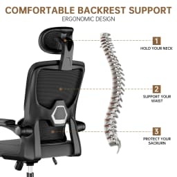 Ergonomic Office Chair with Lumbar Support, Home Office Desk Computer Chairs Adjustable Headrest and Flip-up Armrests