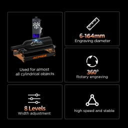 ACMER M3 Rotary Roller for 95% Laser Engraver Y-axis Roller 360° Rotating 6-164mm Engraving Diameter For Cylindrical Objects