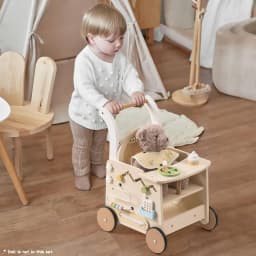 Robud Wooden Baby Push Walker Baby Activity Center Toys Walking Activity Center Push Toys with Safety Brake Baby Doll Walker