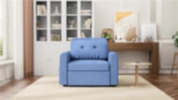 Sofa Bed, 3 in 1 Convertible Single Sofa Bed with USB & Type-C Ports, Pull Out Linen Single Sleeper Chair with Pocket